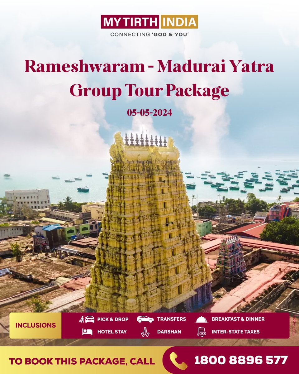 Join our Tamil Nadu temple tour for prayer at Madurai's Meenakshi and quiet offerings in Rameshwaram. Beach visits and local food add peace. 🙏 Temple prayers 🌊 Beach calm 🍲 Local bites 💫 Spiritual moments . Call to book: 1800 8896 577 . #MyTirthIndia #MTI #GroupTour