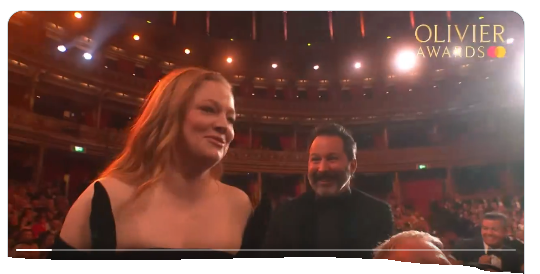 Sarah Snook wins yet another award yesterday. Picture from the Olivier Awards in London with husband Dave Lawson (#TheNewsreader & Utopia) beside her.