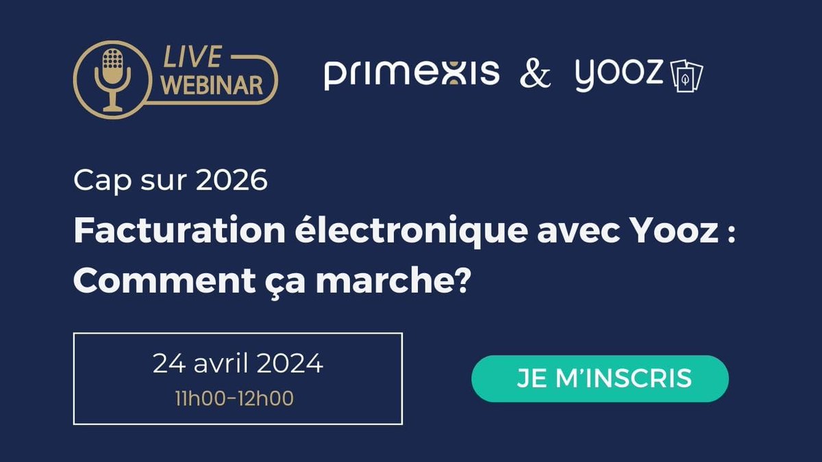 #Webinar | Facturation électronique avec #Yooz : Comment ça marche ? 🔔 

Mercredi, 24 avril à 11h 
Inscription : urlz.fr/qavE 

Démo live, témoignage client, meilleures pratiques, Q/R

#FacturationÉlectronique #Dématérialisation 
#Finance #PDP