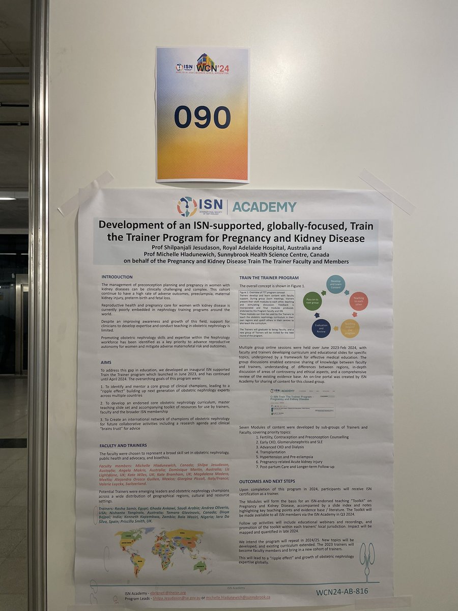 #ISNWCN day 2: our poster explains the evolution of the @ISNeducation supported Train the Trainer program for #kidneydisease and #pregnancy. Brings together people from many countries, sharing knowledge, building connections and an obstetric Nephrology network for the future