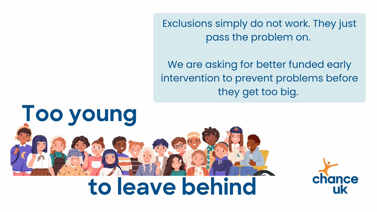 When you have 5-year-olds getting excluded 17 times from school, you know something is not working. We need to support children, and exclusions are not the answer. We are launching our #TooYoungToLeaveBehind campaign today. Join us: chanceuk.com/exclusions