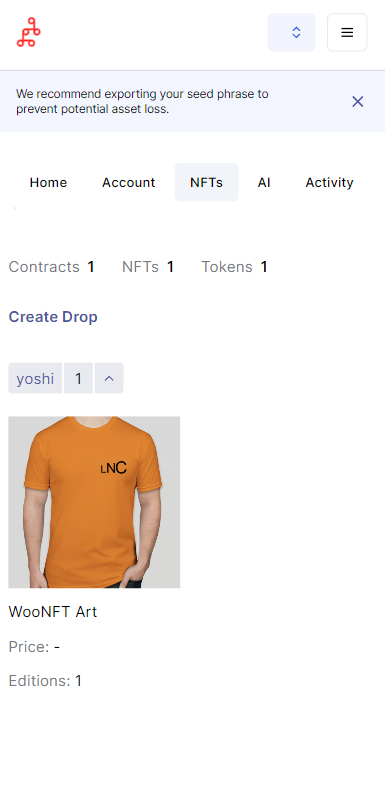 ceothetee's tweet photo. I just   got my first @WooCommerce NFT via @mintbasewallet at @woonft_art online store   during @LearnNear Redeem https://t.co/nVvhiC2D2w