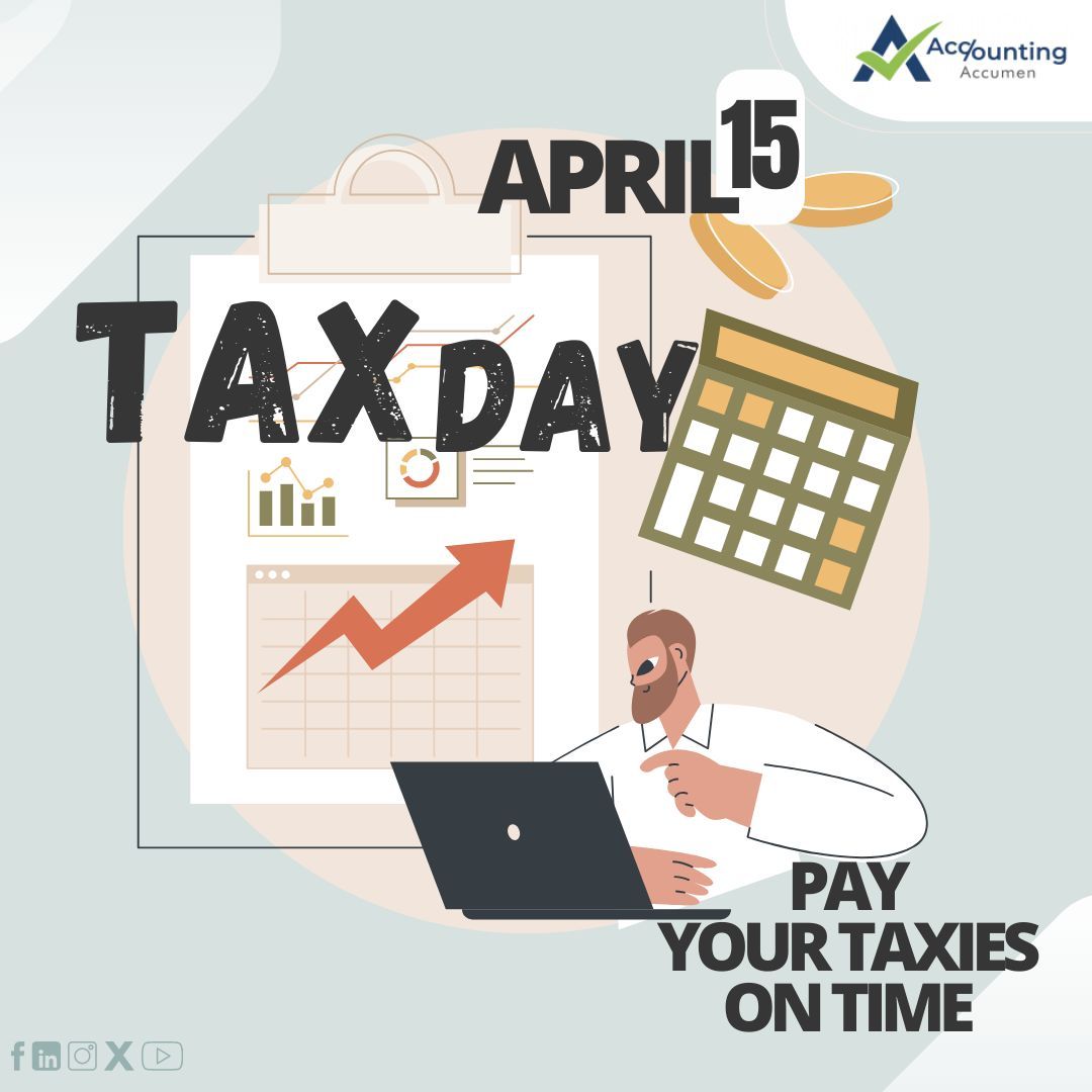 Tax Day serves as a reminder of the essential role we play in funding the services that benefit us all. Let's meet our obligations with integrity and pride. 💼💵 #civicduty #April15 #accountingaccumen