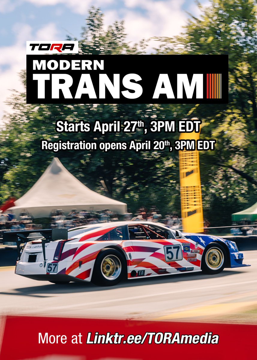 Announcing our first Saturday series in FM, Modern Trans Am will be coming your way in a couple weeks! Get ready for some pure American muscle, ripping it around the best tracks in the Great 48 🇺🇸 For more information, visit linktr.ee/TORAMedia. #TORATransAm #WeAreTORA