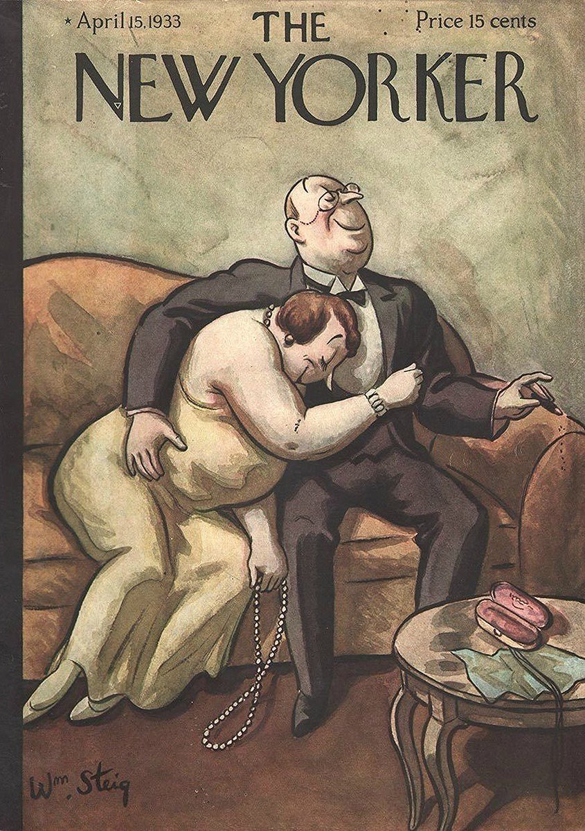 #OTD in 1933
(marital bliss)
Cover of The New Yorker, April 15, 1933
William Steig
#TheNewYorkerCover #WilliamSteig