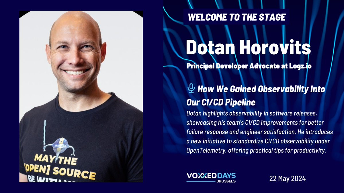 📣 @horovits is speaking at #VoxxedDaysBrussels on 22 May! Join us for his talk on 'How We Gained Observability Into Our CI/CD Pipeline.' Learn practical strategies to boost productivity and improve your CI/CD process. Get your ticket today: brussels.voxxeddays.com/talk/?id=4451 🚀