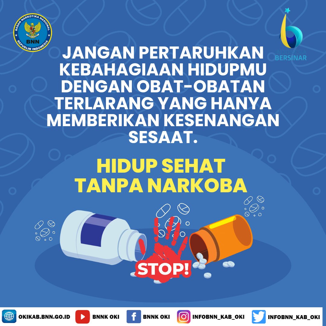 Mari Hidup Sehat Tanpa Narkoba 

#indonesiabersinar
#indonesiadrugfree
#bnnkoki
#mudiklebaran
#idulfitri
#cegahnarkoba
#berantasnarkoba
#rehabilitasinarkoba
#bersihnarkoba