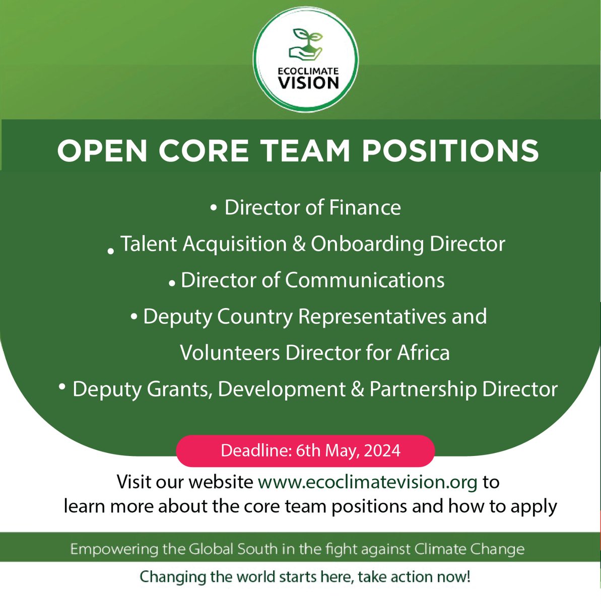 EcoclimateV's tweet photo. 🌍 Join Our Core Team! 🌱 

Passionate about combating climate change and fostering sustainability? 

Visit our website to learn more about the positions and how to apply: https://t.co/IJOq5wVA84 

#EcoClimateVision #Sustainability #ClimateAction #JoinOurTeam https://t.co/OywEacK8lj