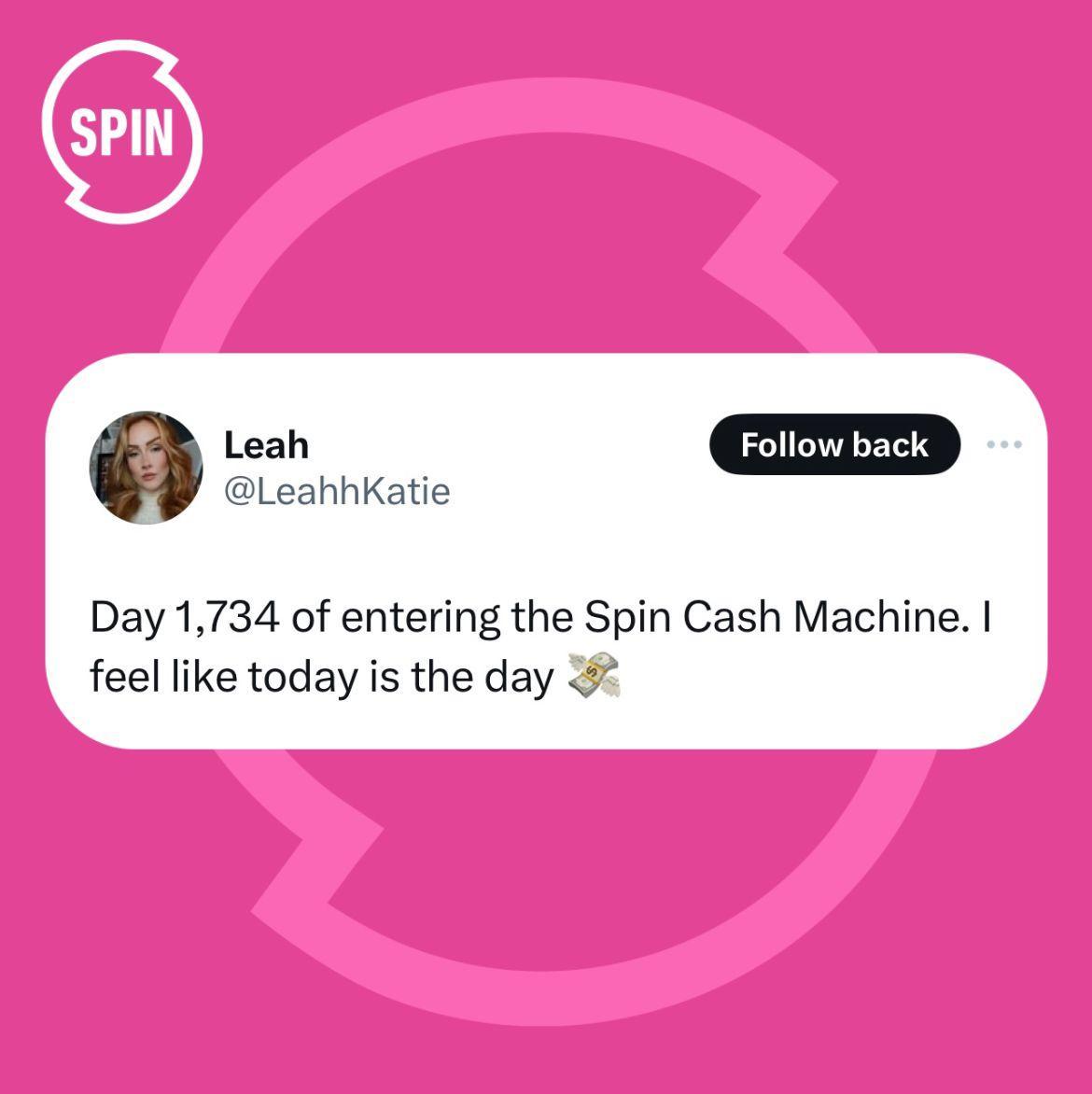 If you've got a feeling today could be your day, theres only one thing to do...📞 Text ‘SPIN’ to 57557. Texts cost €2.50 plus standard message. Over 18’s Only, T&C’s at spin1038.com ✍️TW/@LeahKatie