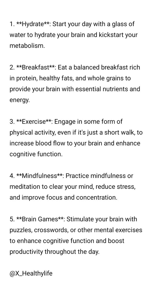 BizHub_X's tweet photo. Five strategies to boost your brain in the morning.

#Heathylife https://t.co/ksgu6kUNz7