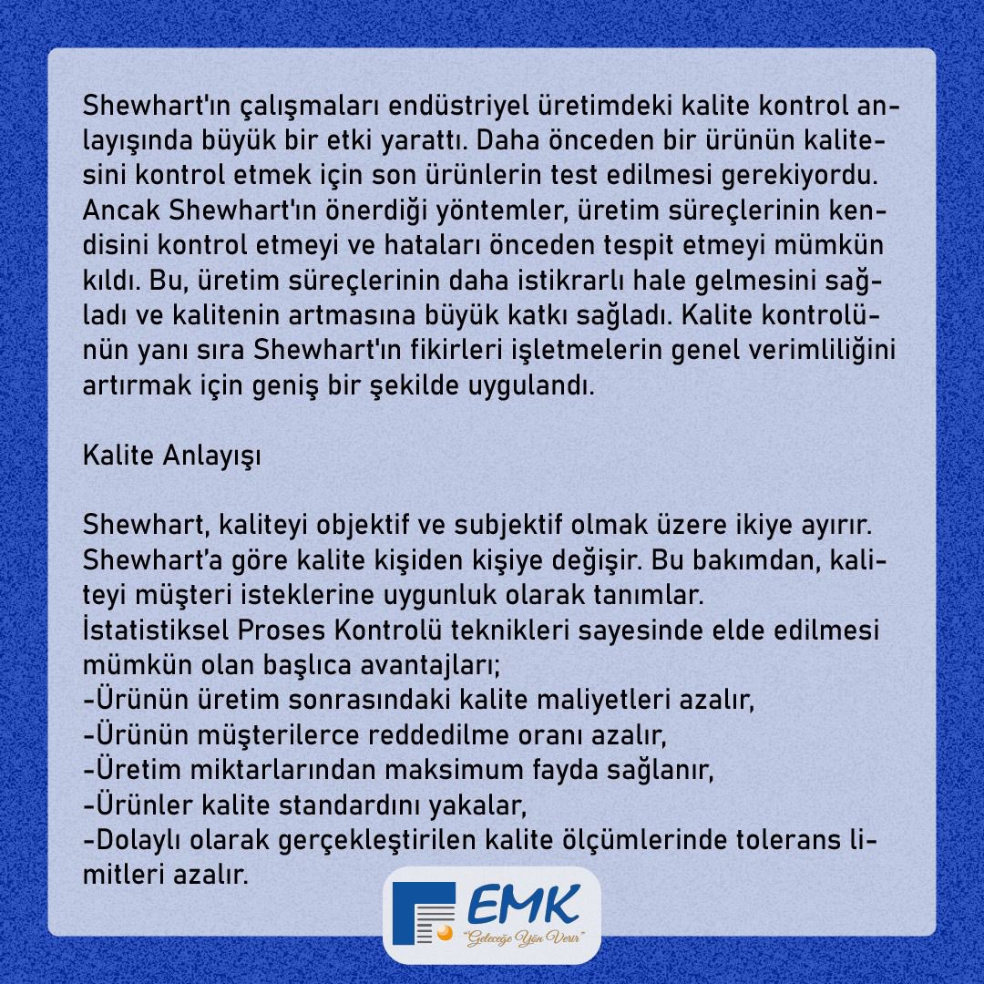 sakaryaemk's tweet photo. "Endüstri : İz Bırakanlar" serimizde bu ay sizler için Walter Andrew Shewhart’ın hayatını derledik. Keyifli okumalar dileriz.✨
1/2 https://t.co/lGolkiE0Cd