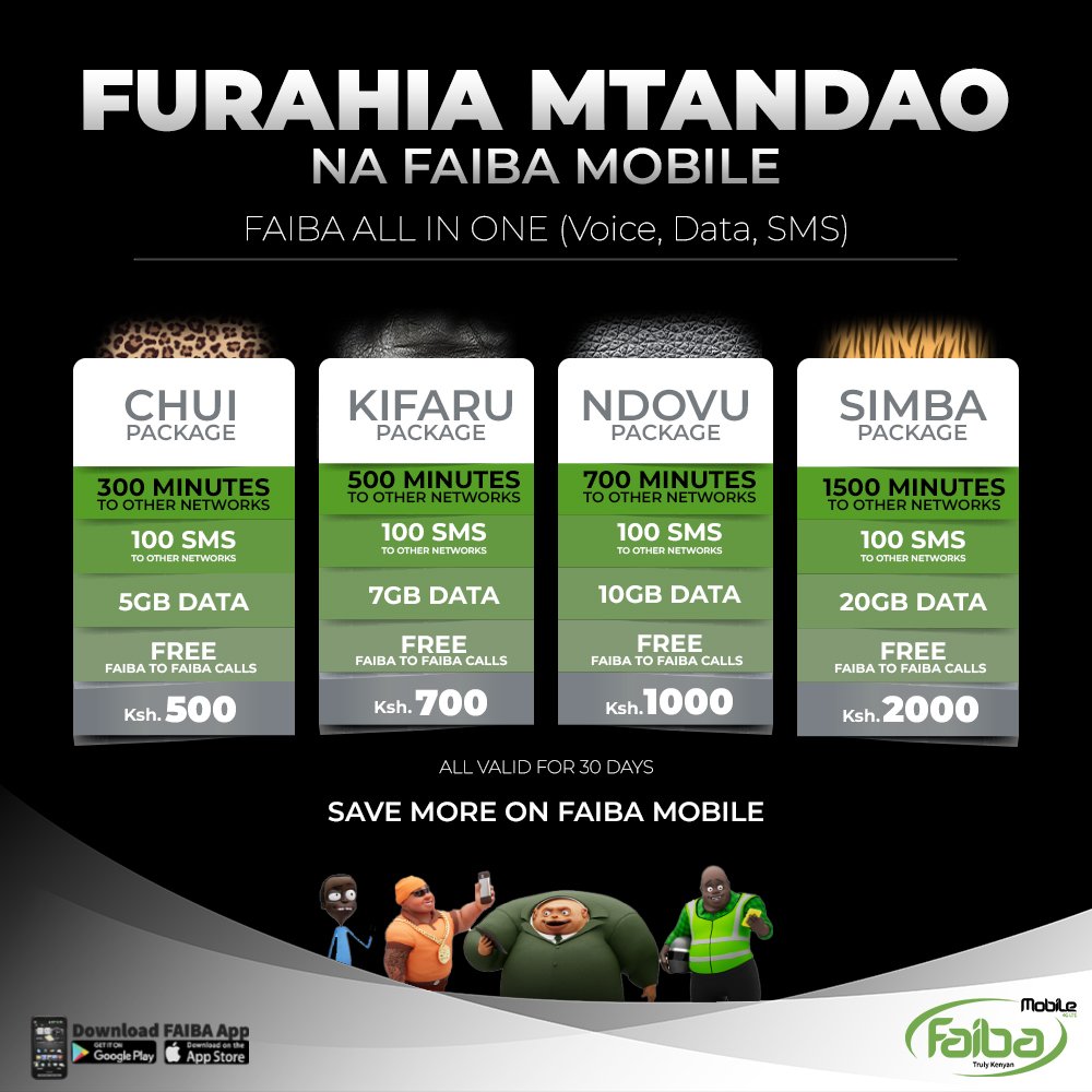 Furahia Mtandao Na Faiba Mobile! SAVE MORE when you Join the Fastest, Affordable & Most Reliable 4G Network Today! Click getfaiba.com or visit A Faiba Agent Near you. #FaibaMobile #GetFaiba