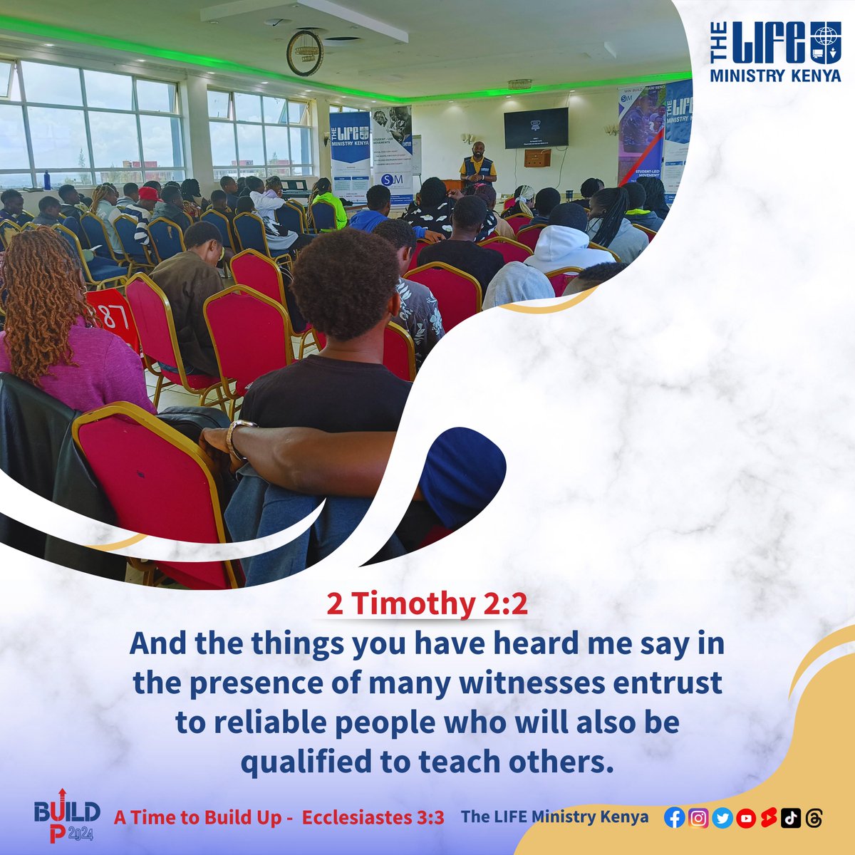 2 Timothy 2:2 And the things you have heard me say in the presence of many witnesses entrust to reliable people who will also be qualified to teach others.
#thelifeminisrtykenya
#journeytogetherbeyond50years
#StudentLedMovement
#buildup
#fireseeds
#campinglife
#april
