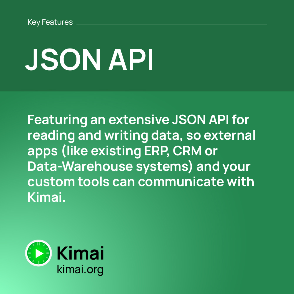 On today's feature spotlight, JSON API🎊
#time #timetracking #productivity #productivitytool #productivitytools #projectmanagement #projectmanagementtools #timetracker #taskmanagement #projectmanager #managementtask #timetrackingtool #timetrackingsoftware #kimaitimetracker