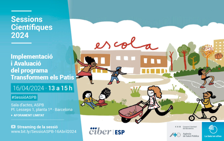 Voleu conèixer en profunditat el programa Transformem els patis?
Dimarts 16 d'abril podeu assistir o seguir en línia la sessió
"Implementació i Avaluació del programa Transformem els patis"
que organitza l'Agència de Salut Pública de Barcelona
+info: aspb.cat/noticia/implem…