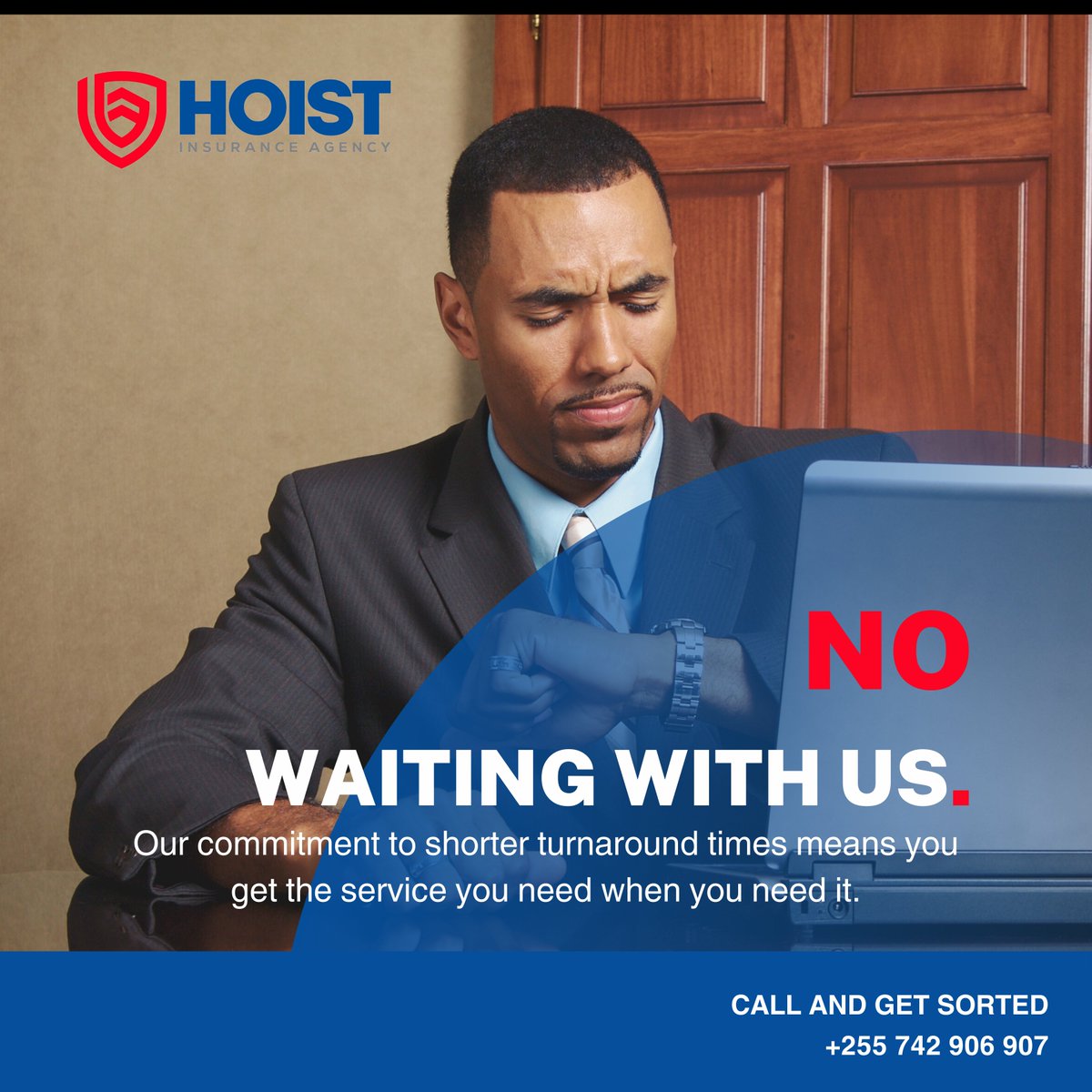Don't wait around with us. Our commitment to shorter turnaround times ensures prompt service from underwriting to claims settlement. #PromptService #Efficiency