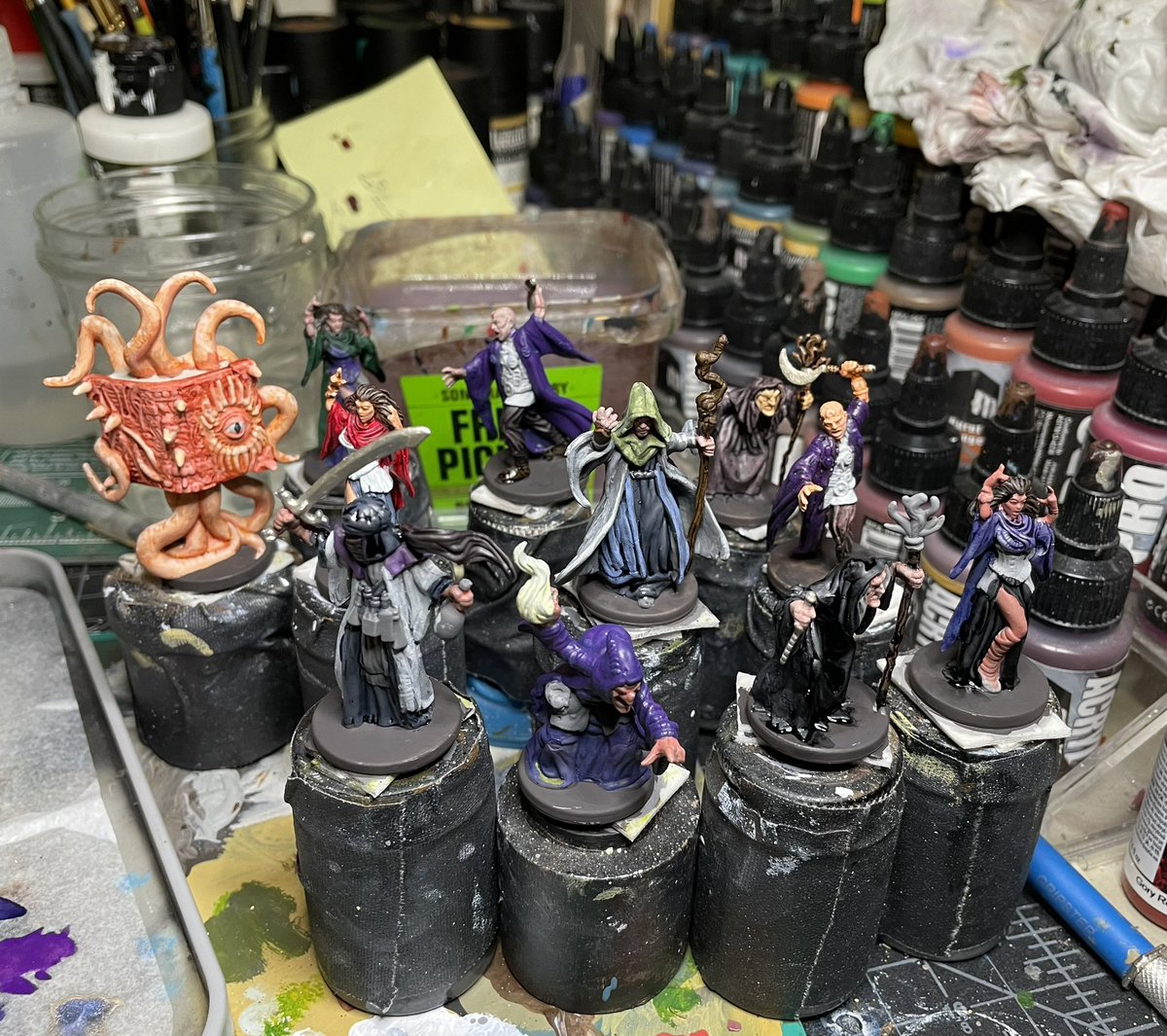 edallen's tweet photo. Folklore, The Affliction painting progress  on penultimate batch. Kinda halfway. Bought a mostly painted set, and painting the last few batches of minis myself. https://t.co/hp2qL9j45j