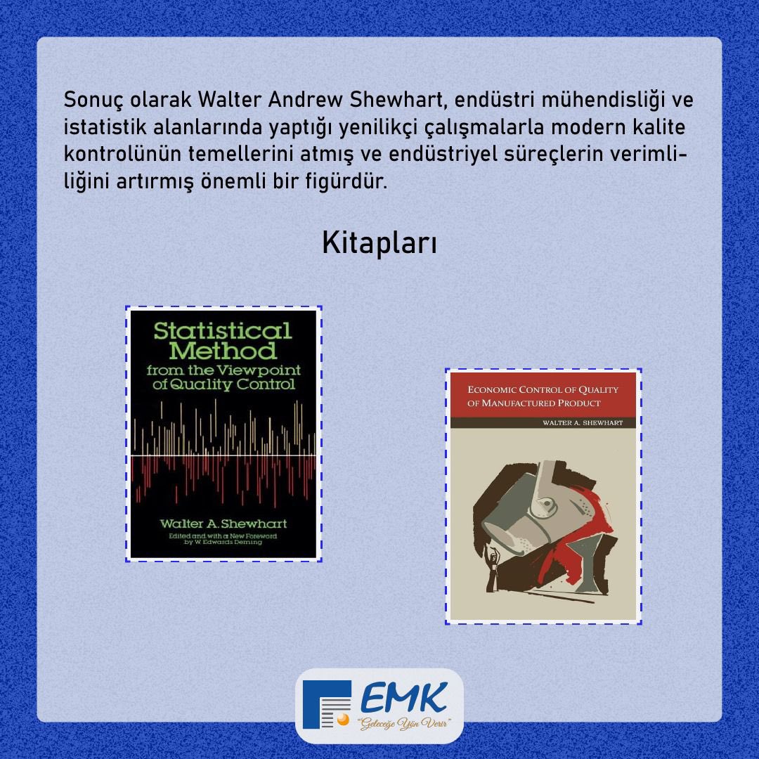 'Endüstri : İz Bırakanlar' serimizde bu ay sizler için Walter Andrew Shewhart’ın hayatını derledik. Keyifli okumalar dileriz.✨
2/2