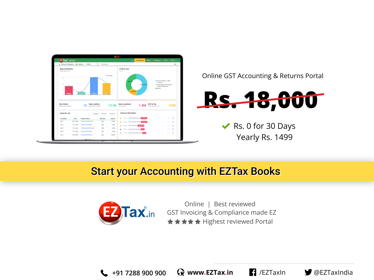 Managing your business from invoicing to GST returns is easier than ever.

eztax.in/gst/

#eztax #GST #Accounting #taxes #Compliance