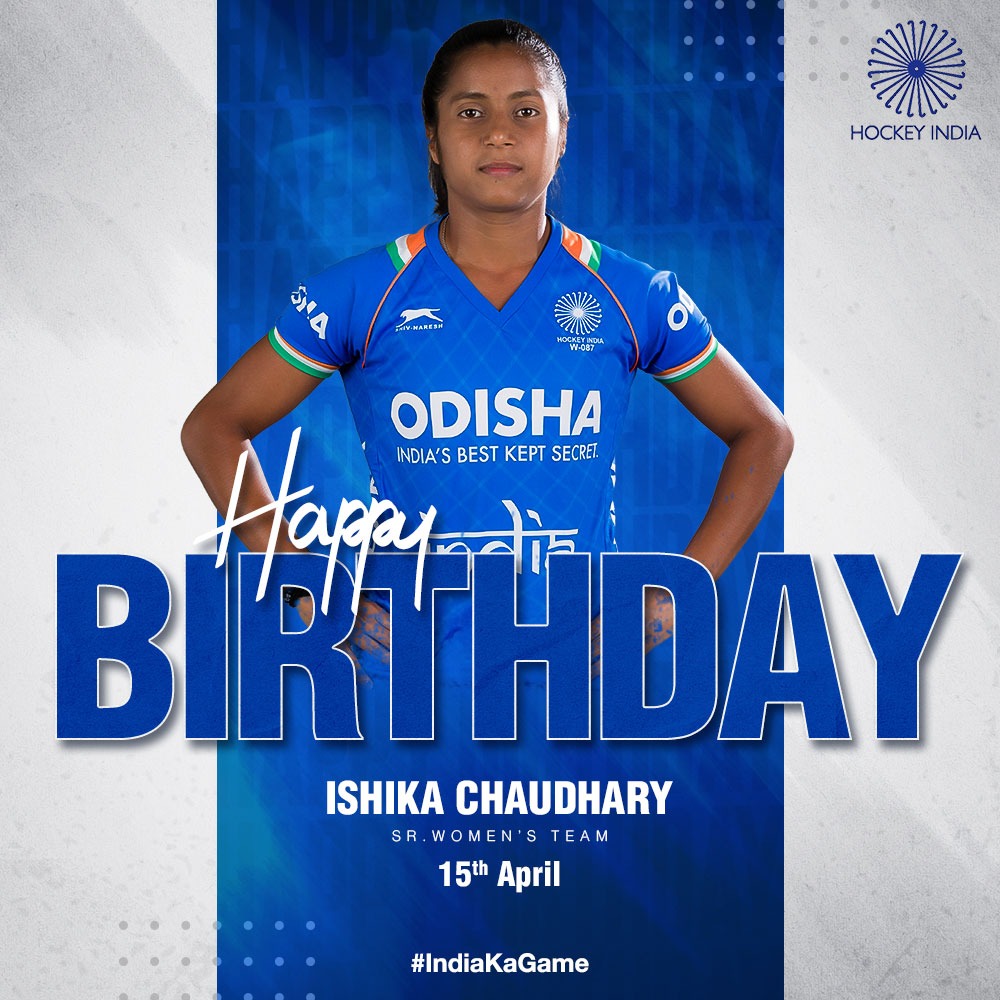Join us in wishing Ishika Chaudhary, Defender of the Indian Sr. Women's Team a very Happy Birthday.

#IndiaKaGame #HockeyIndia #BirthdayWish
.
.
@CMO_Odisha @sports_odisha @IndiaSports @Media_SAI @Limca_Official @CocaCola_Ind