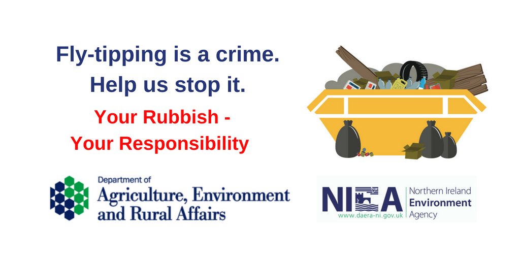 👉Fly-tipping is a crime. Play your part in keeping NI rubbish free 👉Whether you hire a skip, pay a builder or a ‘man with a van’ to remove household waste you must ensure they're licenced 🔗More info: nidirect.gov.uk/articles/repor… @nidirect @KeepNIBeautiful @NI_LGA @BelfastHourNI