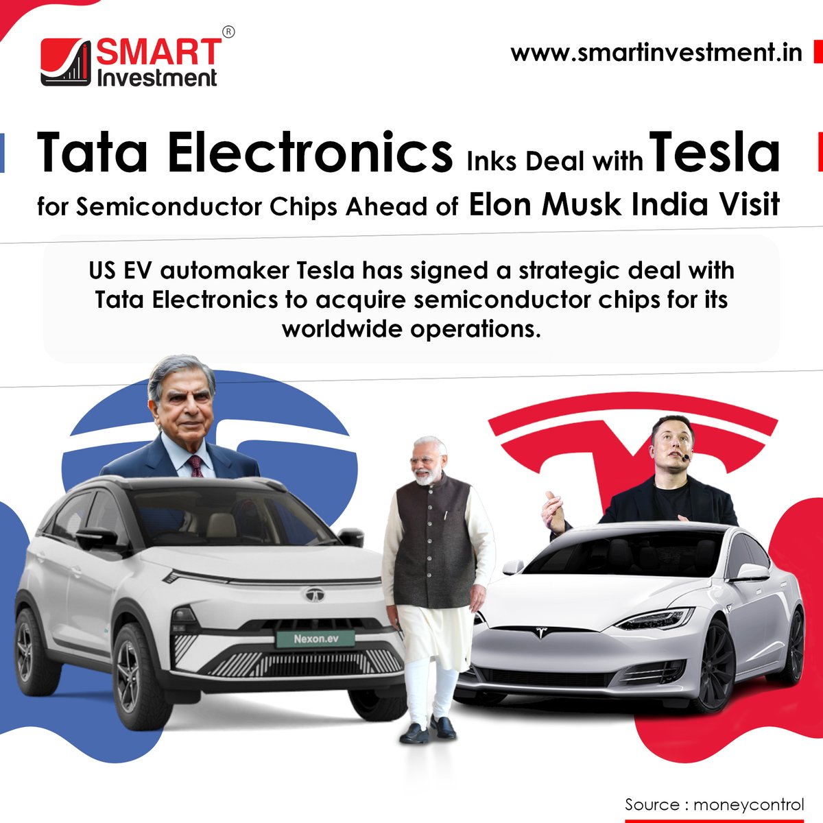 Tesla has signed a strategic deal with Tata Electronics
.
Follow for More
.
#tesla #TataElectric #newstoday #smartinvestment