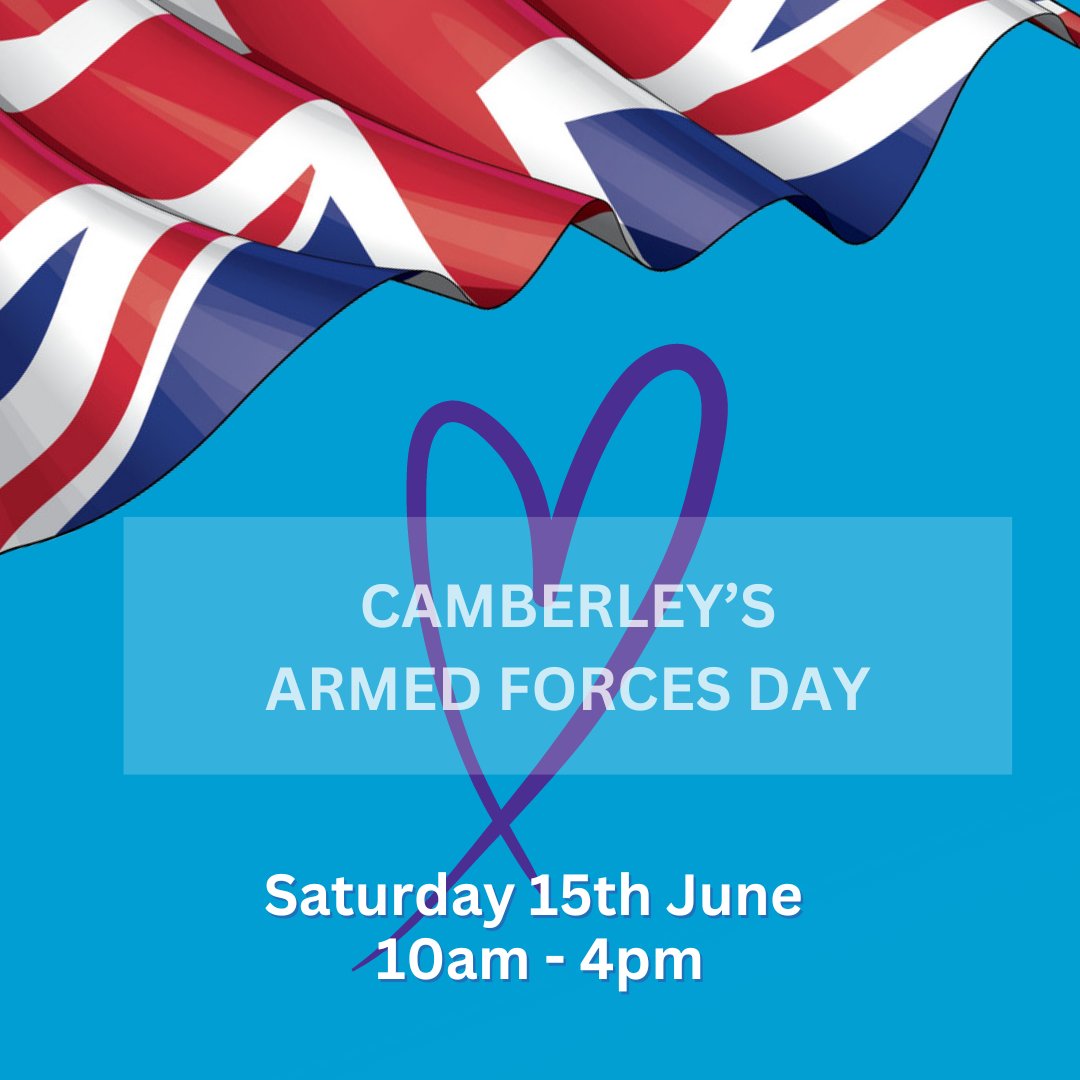 🎉 Save the Date! Armed Forces Day in Camberley 🇬🇧 📅 Saturday 15th June 2024 📅 We're thrilled to announce that Camberley's beloved and FREE Armed Forces Day event is back, taking over the entire town centre.