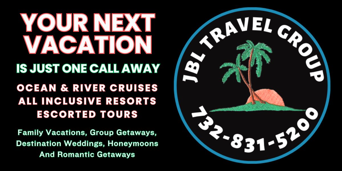 Trust your next #vacation to the award winning team at the #jbltravelgroup
#cruises #allinclusiveresorts amd #escortedtours at the best prices and promotions available.
#familyvacations #grouptravel #destinationweddings #honeymoons and more!