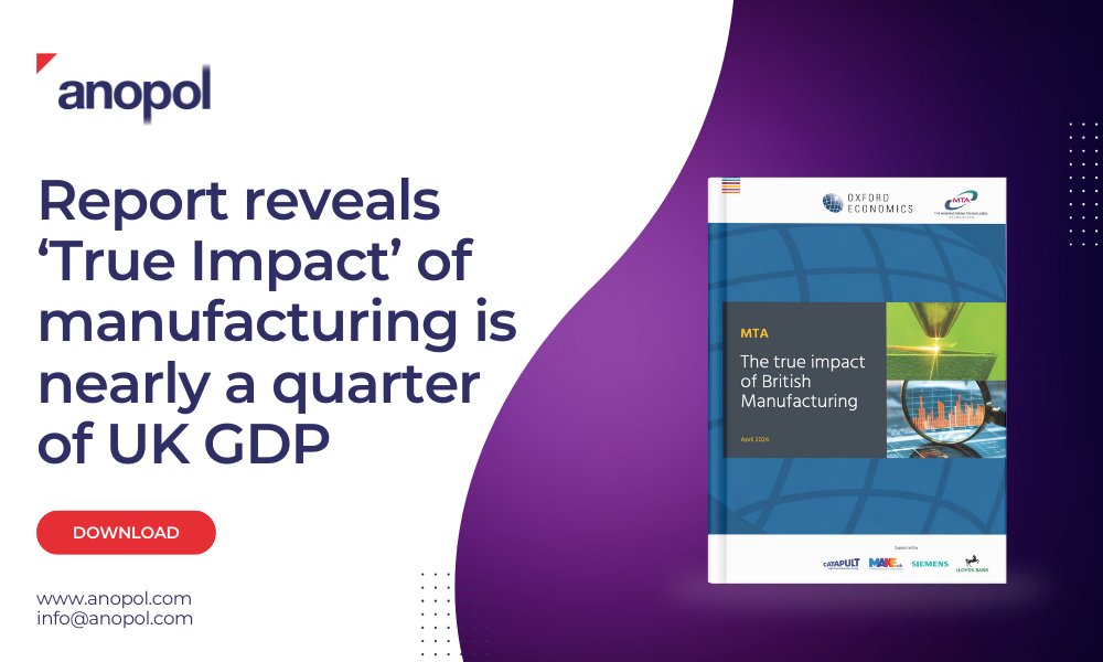 ‘The True Impact of UK Manufacturing’ shows industry is worth £518bn and supports 7.3million UK jobs directly and across the supply chains/communities it operates in.

anopol.com/report-reveals…

#ukmfg #manufacturing #report #business #electropolishing