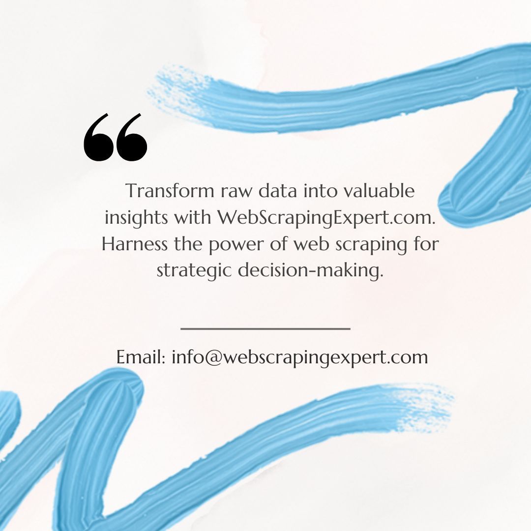 Leverage #WebScrapingExpert's scalable scraping solutions for business growth! 🌟 Reach us at info@webscrapingexpert.com to harness the power of web data. #DataExtraction #BusinessDevelopment