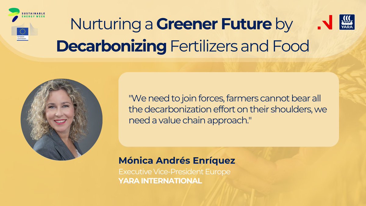 🤝 Yara's EVP for Region Europe, @MncaAndres, highlights the importance of a food-chain approach to foster a common understanding of our challenges and devise solutions together to amplify the benefits of #decarbonized fertilizers. 

#FeedTheFuture, #EUSEW2024