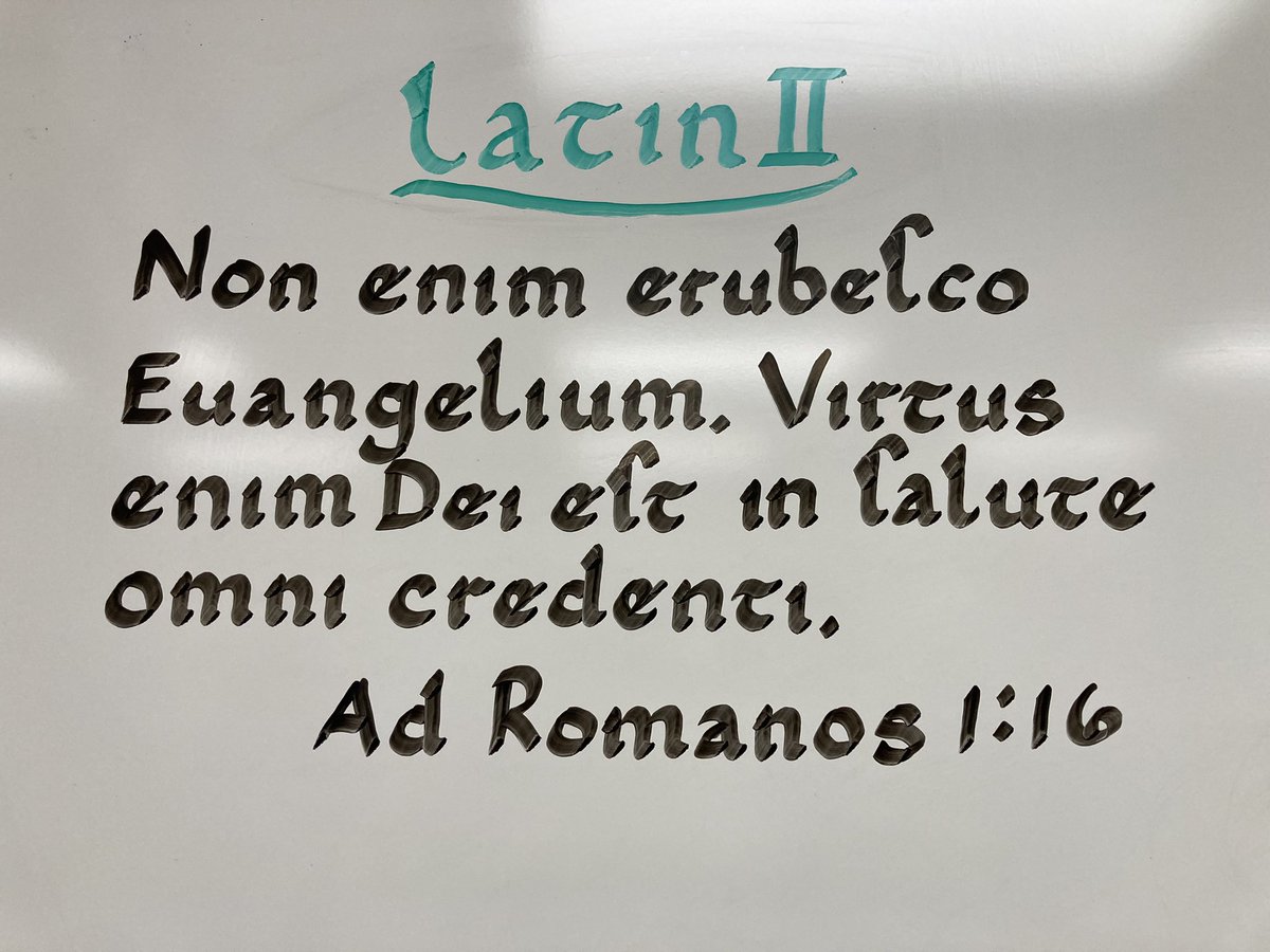 GuerinJCL's tweet photo. The Verse of the Week for @guerincatholic Latin II students prompts us to ask whether we are embarrassed of the gospel, for it is the power of God for salvation for all who believe. #gcjcl #aquilaeaurisurgimus #eaglesofgoldwerise https://t.co/RxGI75uI01