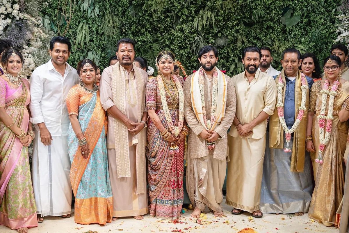 Karthi and Suriya at Director Shankar‘s elder daughter Aishwarya Shankar and Tarun Karthikeyan Wedding.