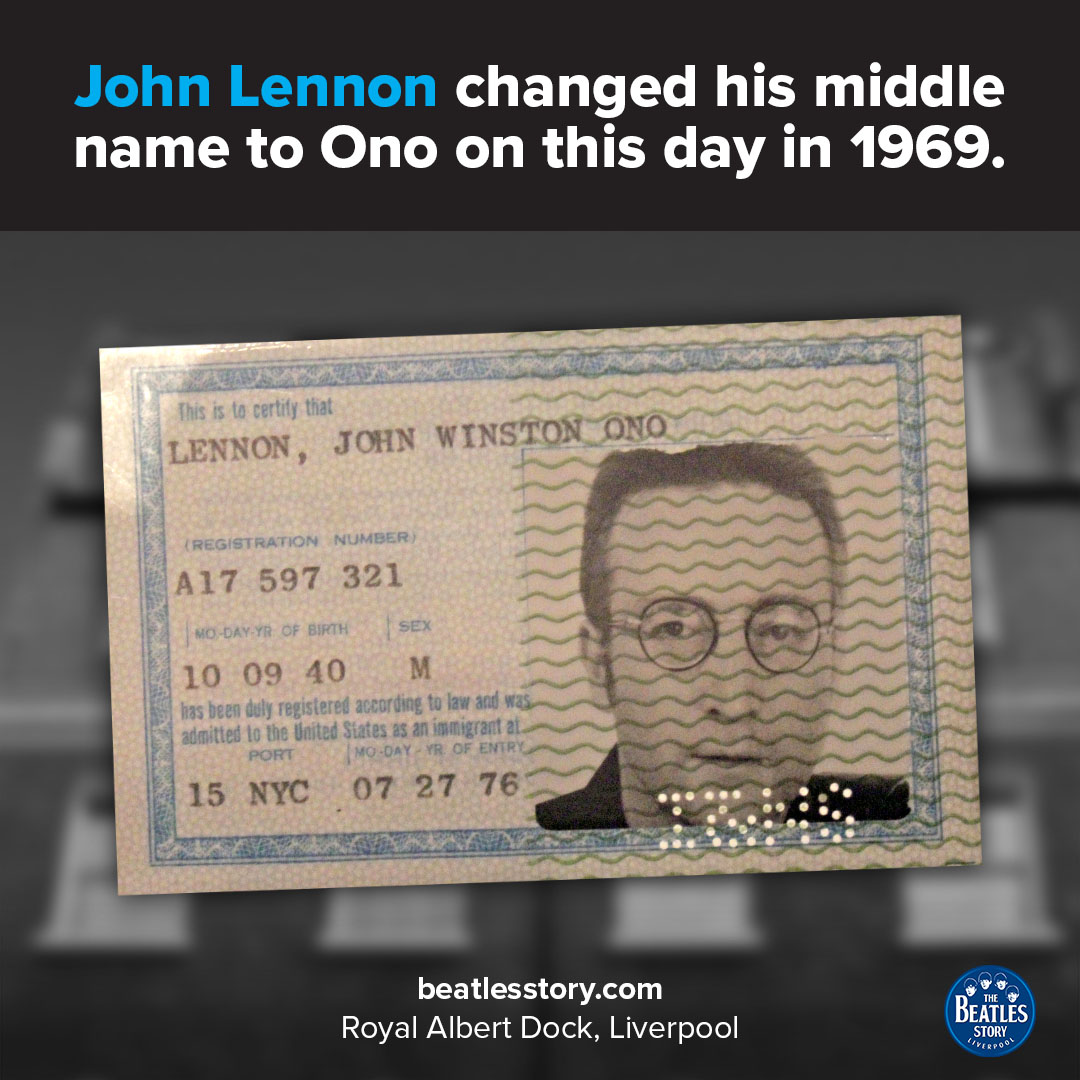 #OnThisDay in 1969, John Lennon changed his middle name to Ono in a ceremony held on the roof of the Apple Corps building in London 🍏 As UK law does not allow a birth name to be revoked, his name on official documents became John Winston Ono Lennon.