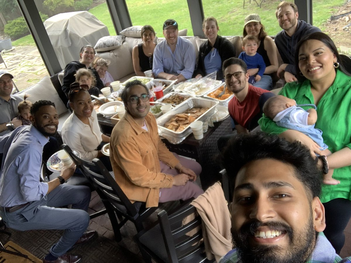 The first year, soon to be second, year fellows enjoying a beautiful Cleveland spring day at @RaunakNairMD’s backyard! Great company, great smiles! #CCFCardsFam @CleClinicHVTI @venumenon10