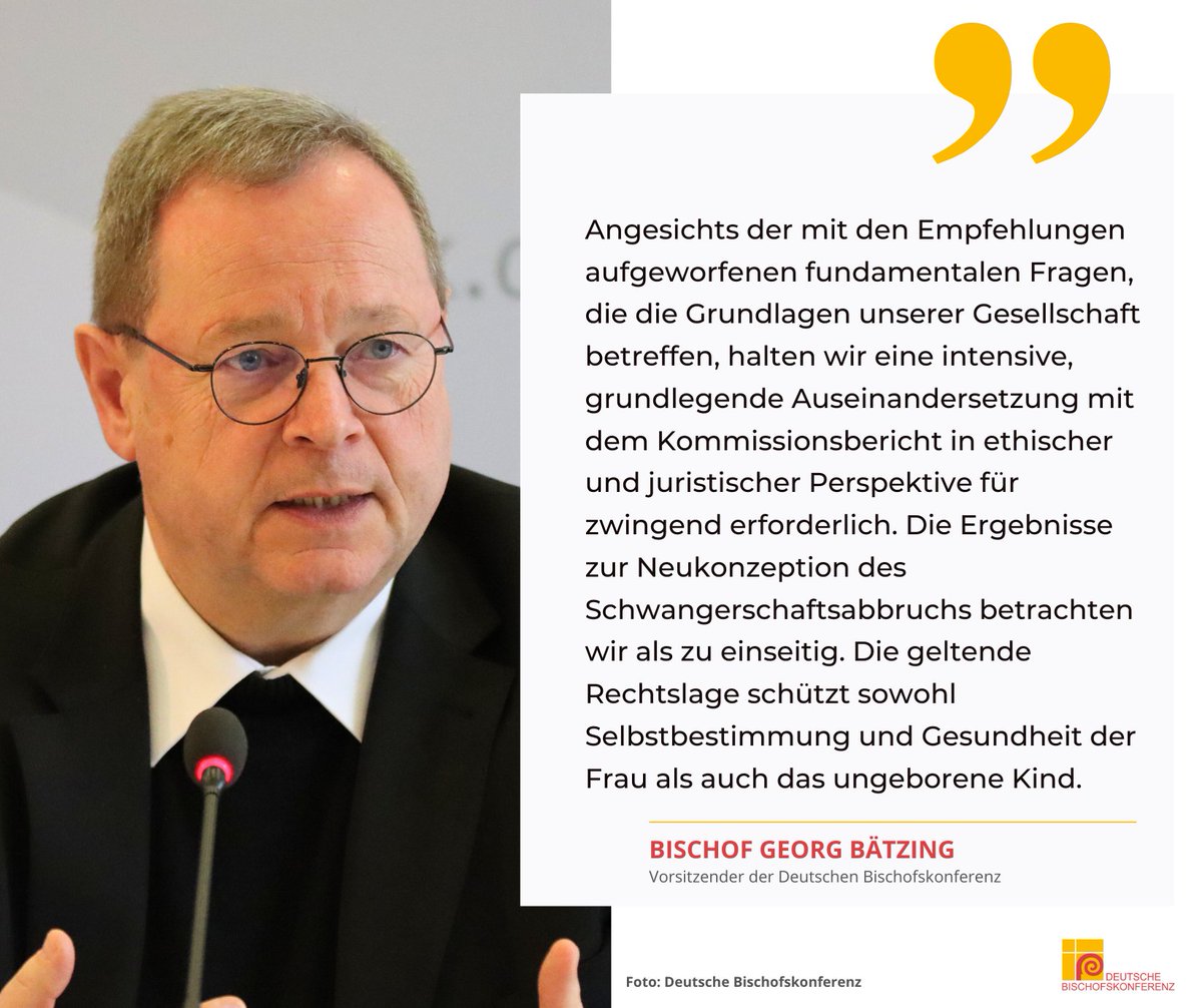 Bischof Georg #Bätzing äußert ernsthafte Bedenken gegenüber den Vorschlägen des Berichts der Kommission zur reproduktiven #Selbstbestimmung und #Fortpflanzungsmedizin, insbesondere zur Neukonzeption des Schwangerschaftsabbruchs. Der Vorsitzende der Deutschen #Bischofskonferenz…