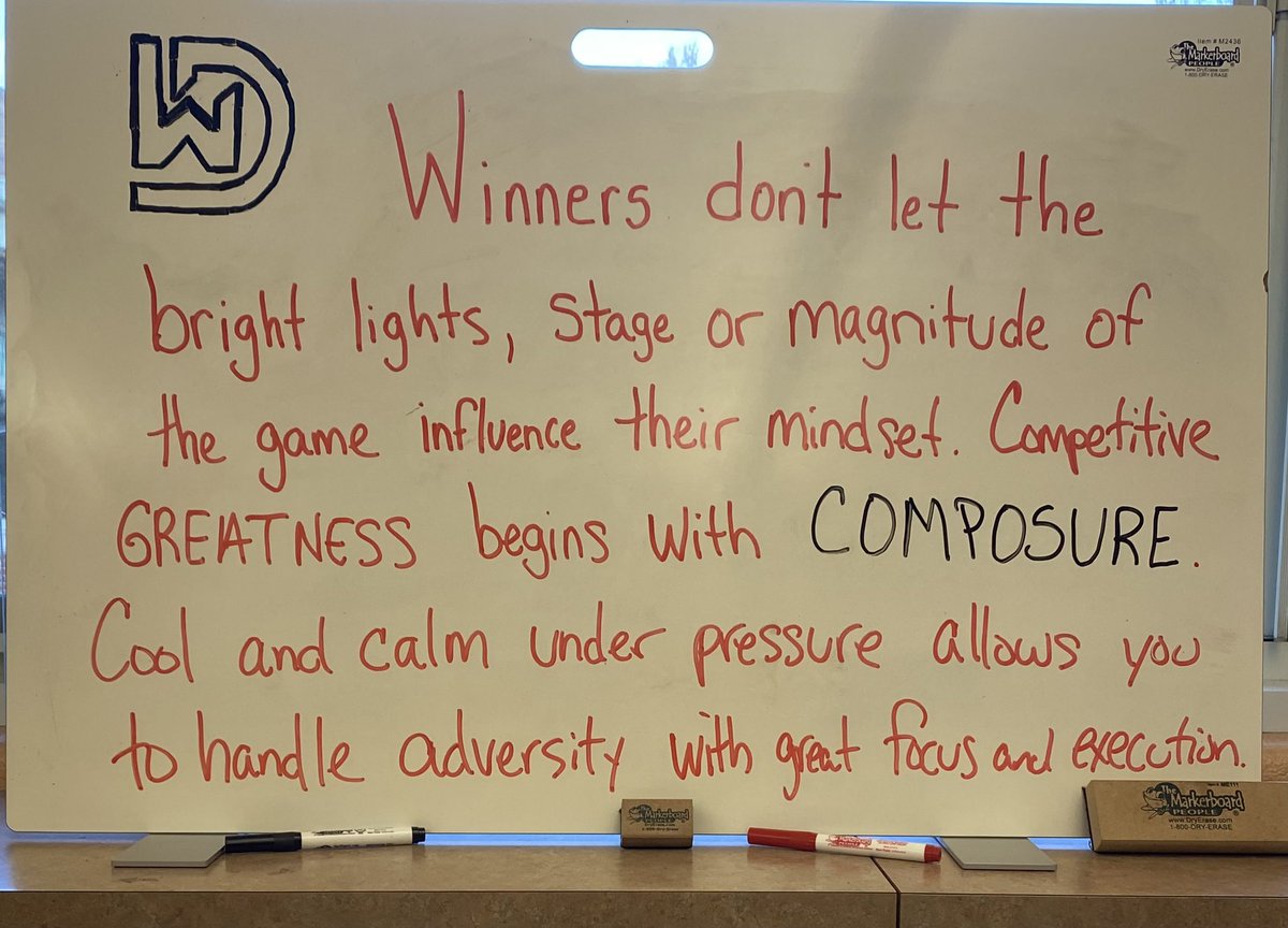 Winners don’t let the bright lights, stage or magnitude of the game influence their mindset. Competitive greatness begins with composure. Cool and calm under pressure allows you to handle adversity with great focus and execution.
