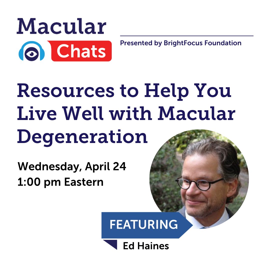 Are you navigating vision loss caused by macular degeneration? You are not alone. Find support and discover new approaches to daily tasks by joining our next Macular Chat on April 24. 📅 Learn more and register: bit.ly/43TLXl6.