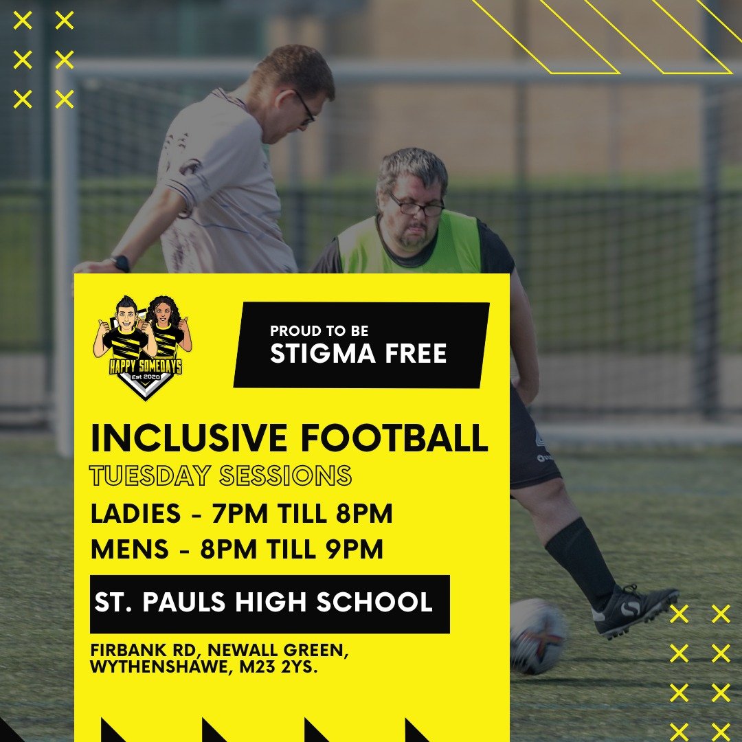 Tomororw is our football sessions, want to enjoy footy in a stigma free, caring and fun environment get involved: happysomedays.co.uk