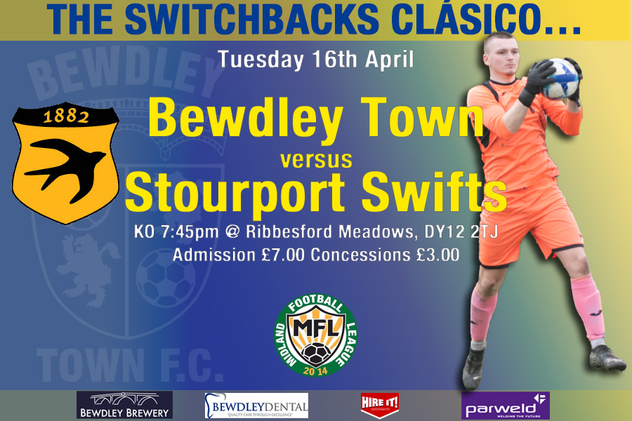 This Tuesday Bewdley take on playoff chasing Stourport Swifts in the Switchbacks Clásico! KO is 7:45pm. @StourportSwifts @MidlandLeague