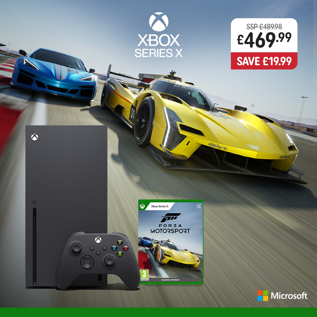 SAVE £19.99 on the Xbox Series X Console & Forza Motorsport Bundle! 🎮 ONLY £469.99! ✅ Offer is valid from April 5th-18th, while stocks last. Shop now at Smyths Toys 👉 tinyurl.com/256bbyy8