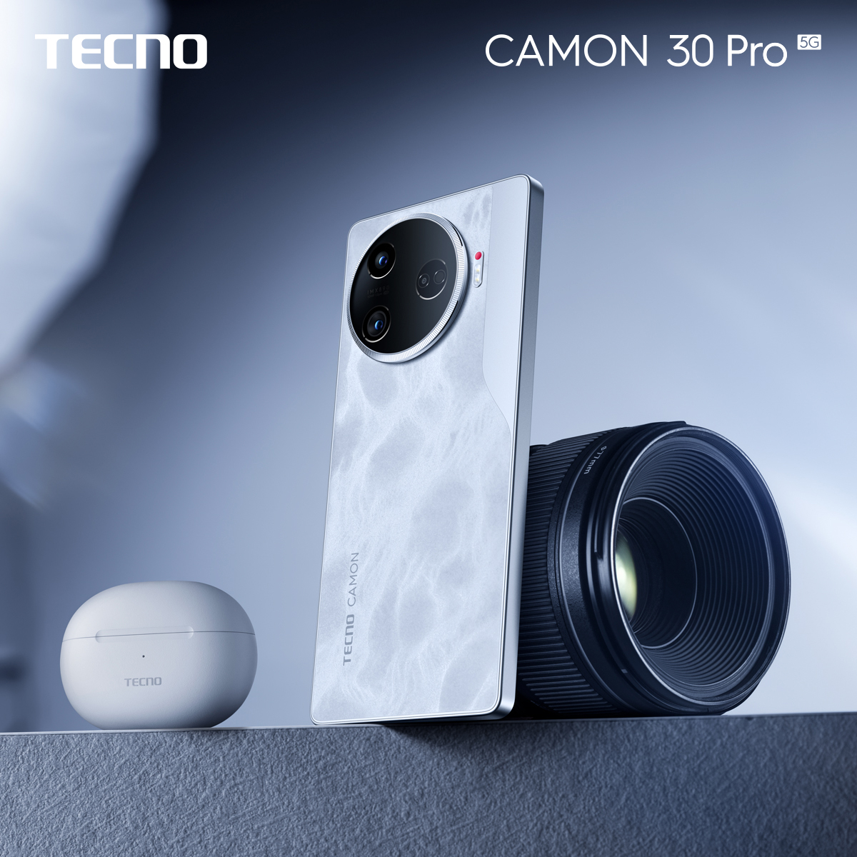 Embracing the elegance of #CAMON30 in Uyuni Salt White. From the classic Side-axis Camera Design to Nature Flow Texture, it offers a unique charm to your world in the palm. #TECNO #TECNOAIoT #LeadingRoleInEveryRoll #UltraNightPortraitMaster
