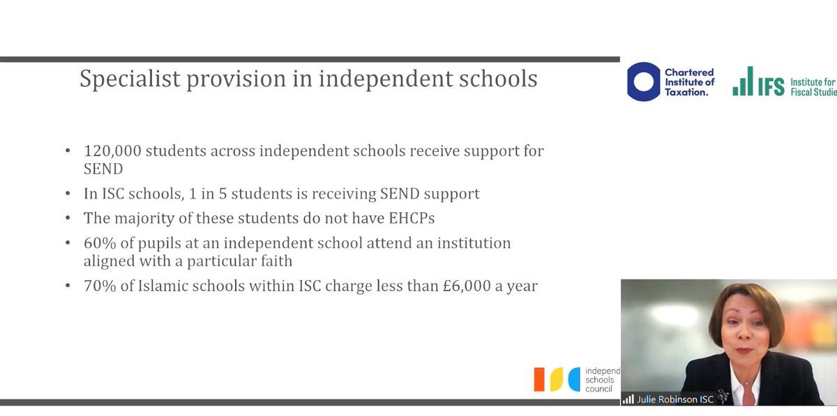 @TheIFS @StuartAdam_IFS @lukesibieta @Samfr @JulieR_isc Concerned what this policy will mean for small specialist schools, eg small Jewish/Islamic schools. Schools do not have the ability to cut running costs by a fifth. It will mean cutting staff. We can't assume those staff will move into state sector. @JulieR_isc