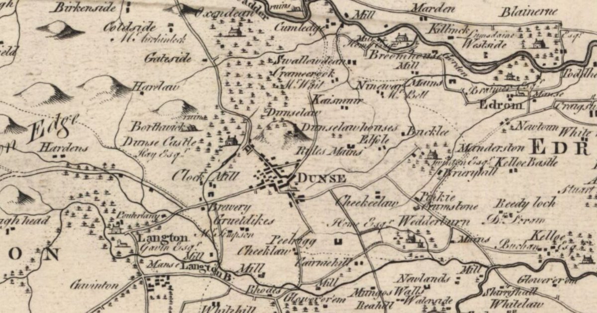 It's week 15 of #52AncestralPlaces2024 in which I celebrate my ancestors' places. Today we're in the Scottish Borders, looking at the town of Duns in the days when it was known as Dunse.
My mum used to recite a poem which began with the line:
Poor Duns has lost its 'e'...