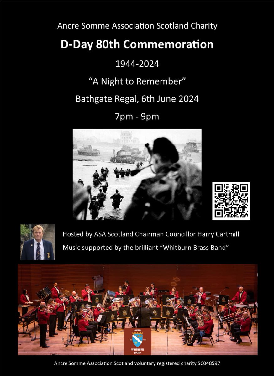 The band is looking forward to performing in a special D-Day Commemoration concert with the @AncreSommeScot charity. The event will be held in the Bathgate Regal Theatre on Thursday, June 6. Book your tickets now - tinyurl.com/45yjv65f