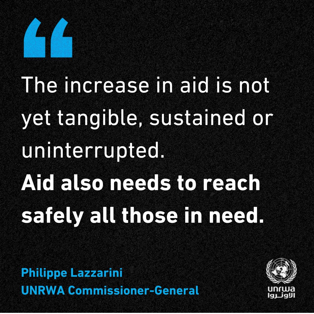 Convoys & humanitarian aid workers are #NotATarget Restrictions on @UNRWA by Israel to reach the north where famine is imminent must be lifted. With political will, aid can be increased. Political will can also prevent a man made famine.