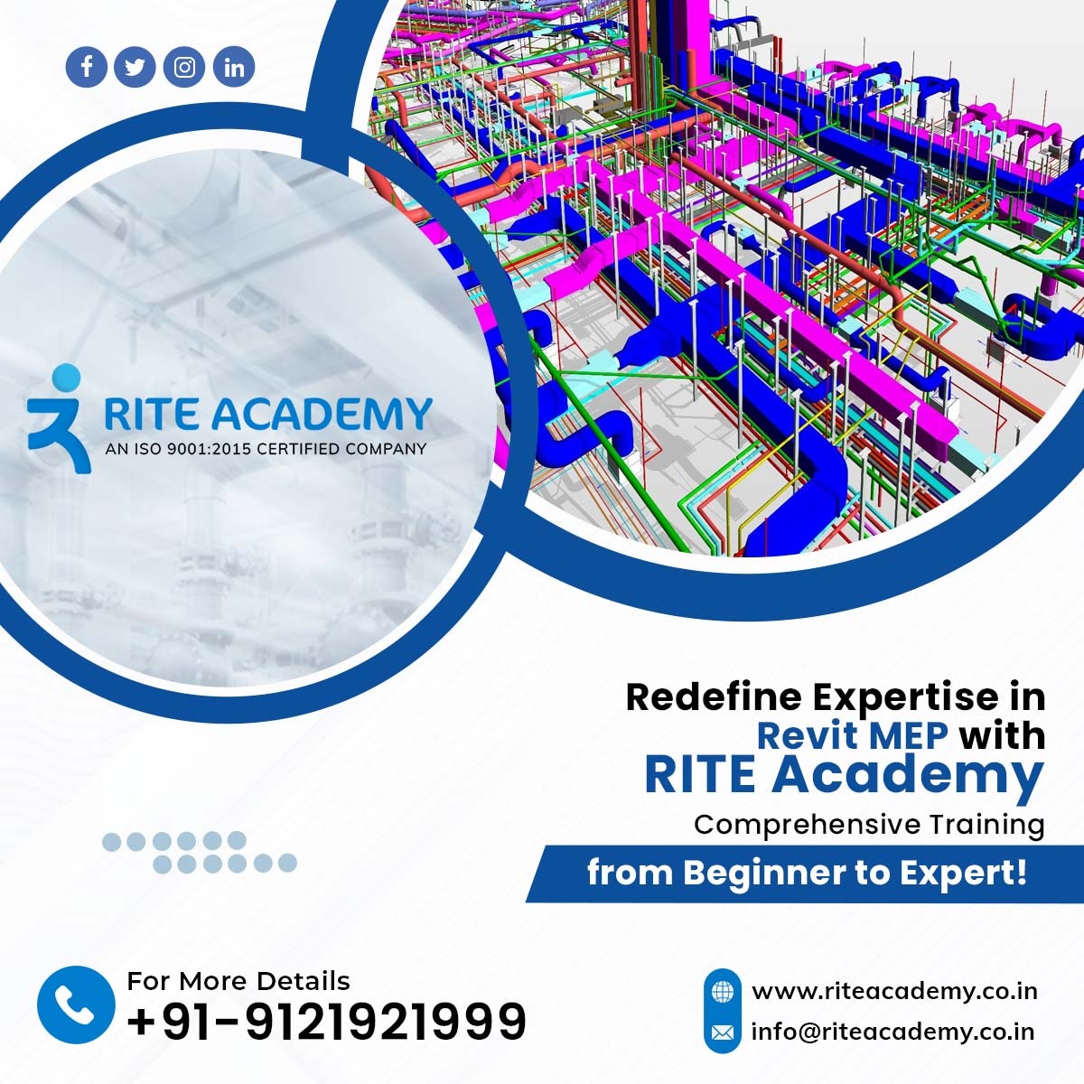 Level up your MEP skills with #RevitMEP #Training in Hyderabad at RITE Academy. 🔧✨

Contact us today to learn more about our comprehensive #courses. 🏗

Visit our website to secure your reservation or give us a call for the #MEPcourse in #Hyderabad.

#riteacademy#MEPtraining
