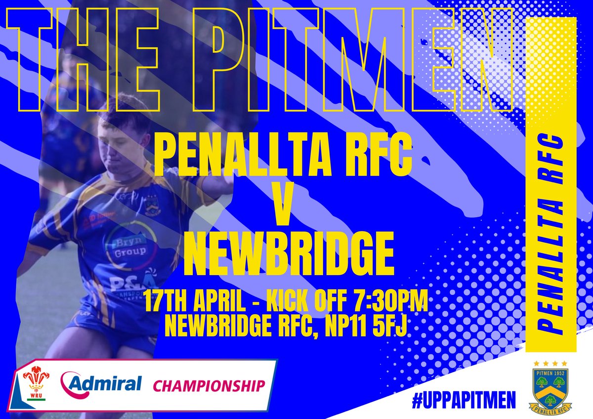 The Pitmen play the penultimate game of their Championship season this Wednesday as they travel to face local rivals Newbridge under the lights 💙💛 #uppapitmen #welshrugby #rugbyunion #rugby #rugbyclub