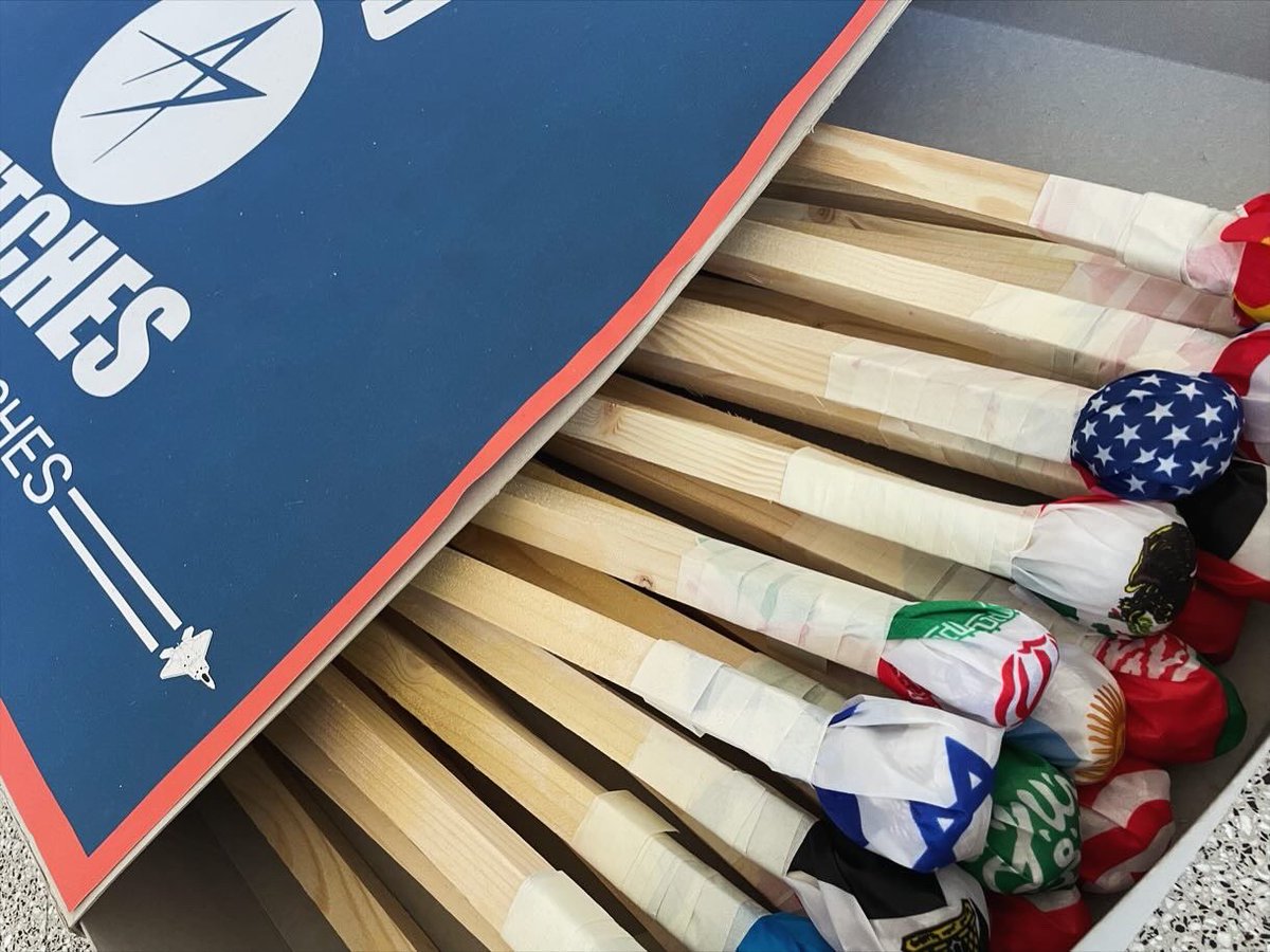 WORLD MATCHES. 

Who is going to burn next? 
The world is like a matchbox for the weapon industry. 
When money is needed they light on a match, in the name of freedom and democracy. 

Weapons are never a solution.

Matchbox 42x70x20cm