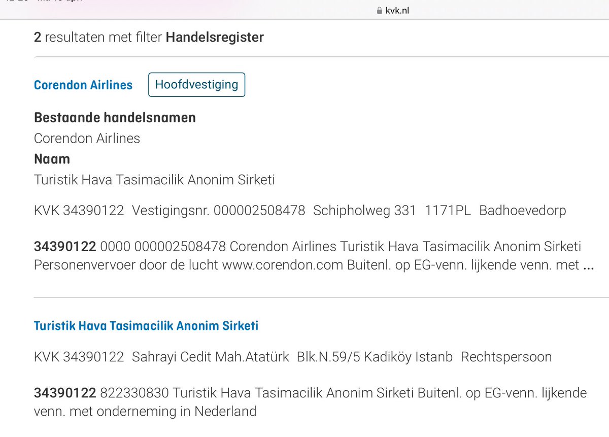 @SchipholWatch @mvparreeren @corendon Leuk detail: 
Corendon Airlines heeft inschrijving bij de Nederlandse KVK
En volgens de ronkende PR tekst van Touroperator Corendon heeft Corendon naar CND nog 2 andere airlines…

Och: Southwind was ook zogenaamd Turks (vond Finland niet) 
en hoe Maltees is CXI..
#NetWatUitkomt